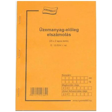 D.12-53/V Üzemanyag előleg elszámolás A/5 25x2 Nyomell