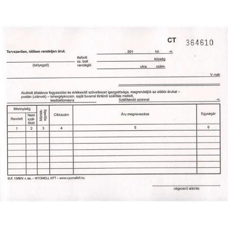 DF.13/B/V Megrendelő tömb A/5 50x3