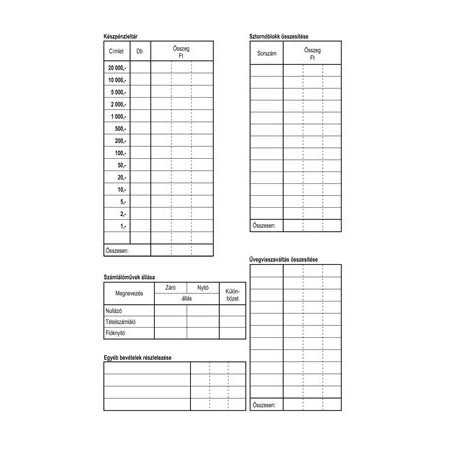 DF.200/d Pénztárelszámolás 25x2