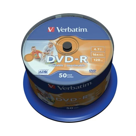 DVD-R  Verbatim nyomtatható 4,7GB 16X 50db/cs