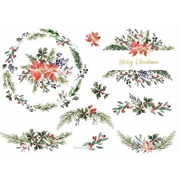 Decoupage rizspapír A/4 Karácsonyi indák zöld-piros
