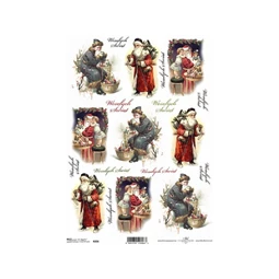 Decoupage rizspapír A/4 Mikulás piros és kék ruhában