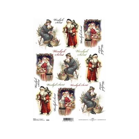 Decoupage rizspapír A/4 Mikulás piros és kék ruhában