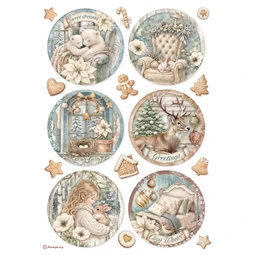 Decoupage rizspapír A/4 White Christmas Cozy Bear 6rounds