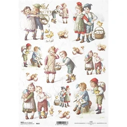 Decoupage rizspapír A/4 Húsvéti tojást szedő gyerekek