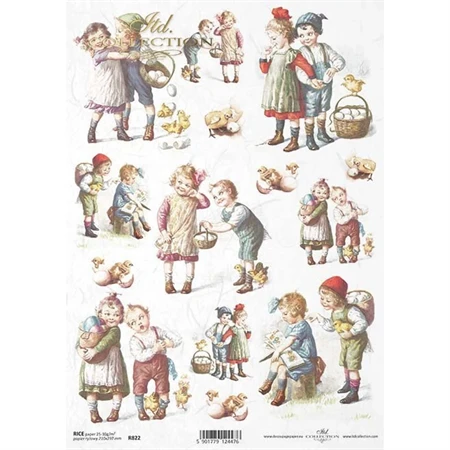 Decoupage rizspapír A/4 Húsvéti tojást szedő gyerekek
