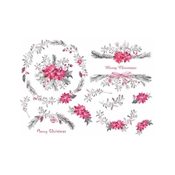 Decoupage rizspapír A/4 Karácsonyi indák zöld-ciklámen