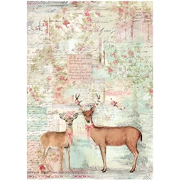 Decoupage rizspapír A/4 White Magic Deer
