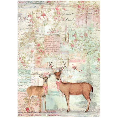 Decoupage rizspapír A/4 White Magic Deer