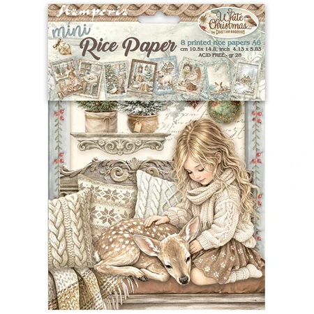 Decoupage rizspapír A/6 White Christmas 8db/csomag