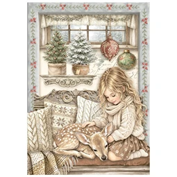 Decoupage rizspapír A/6 White Christmas 8db/csomag