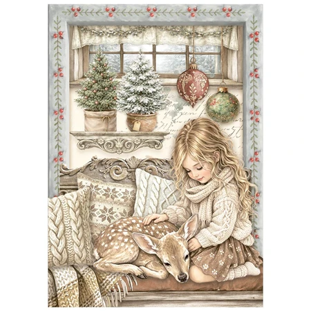 Decoupage rizspapír A/6 White Christmas 8db/csomag