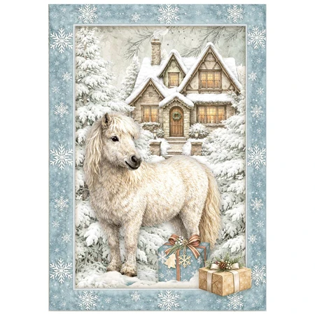 Decoupage rizspapír A/6 White Christmas 8db/csomag