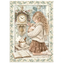 Decoupage rizspapír A/6 White Christmas 8db/csomag