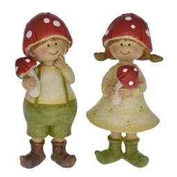 Dekocárió gyerek fiú,lány gomba kalapban álló poly 5,5x4,5x14cm zöld,piros,sárga 2 féle 1db