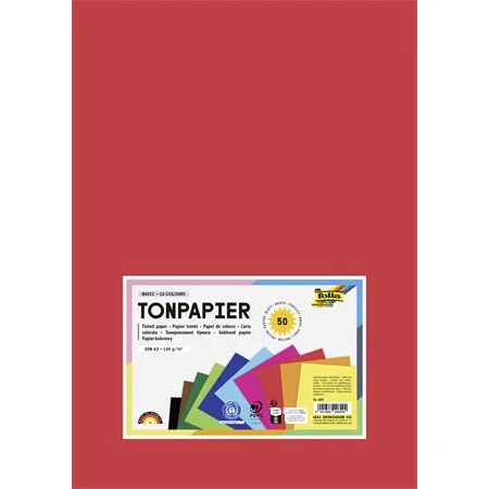 Dekor karton FOLIA A/3 130gr vegyes színek 50db/cs 10x5 lap, vegyes színek