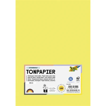 Dekor karton FOLIA A/4 130gr citromsárga 100db/cs