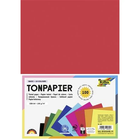 Dekor karton FOLIA A/4 130gr vegyes színek 100db/cs 10x10 lap