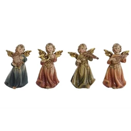 Dekoráció Angyal hangszerrel 6x3,9x9,8cm poly 4féle 1db, figura nem választható