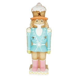 Dekoráció Diótörő LED-es, glitteres magnézia 17,5x12x49,5 cm kék, barna, pasztell karácsony