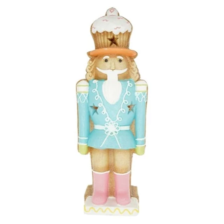 Dekoráció Diótörő LED-es, glitteres magnézia 17,5x12x49,5 cm kék, barna, pasztell karácsony