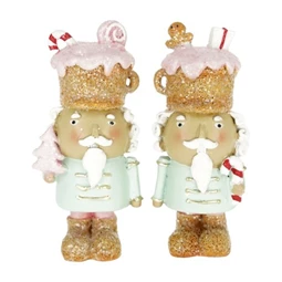 Dekoráció Diótörő cukorbottal, fenyővel álló poly 4x3x10 cm menta, rózsaszín 2 féle, 1db, pasztell karácsony