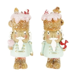 Dekoráció Diótörő nyalókával, szívvel álló poly 3x2,2x7,5 cm menta, rózsaszín 2 féle, 1db, pasztell karácsony