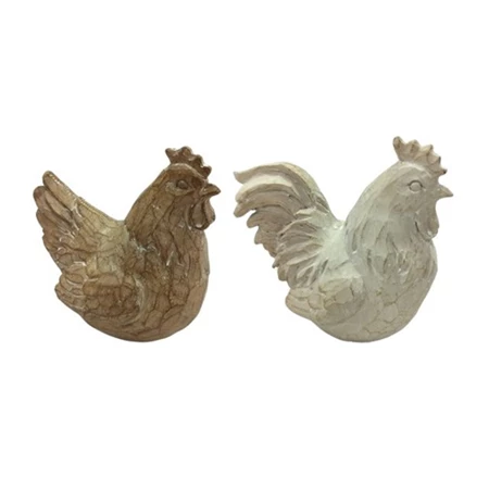 Dekoráció Kakas, tyúk 12x7x12 cm barna - bézs 2 féle 1db poly