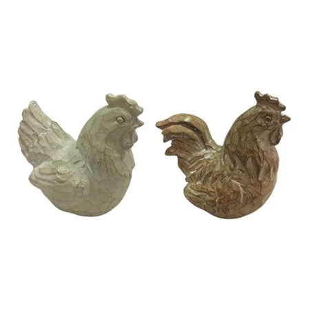 Dekoráció Kakas, tyúk 8x5x9 cm barna - bézs 2 féle 1db poly