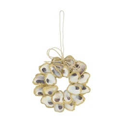 Dekoráció Koszorú kagyló akasztós 12x12x2 cm fehér, natúr