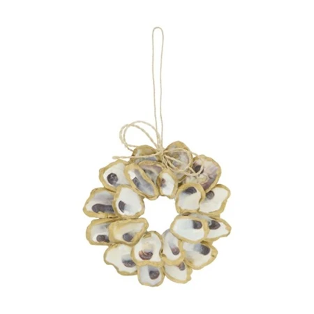 Dekoráció Koszorú kagyló akasztós 12x12x2 cm fehér, natúr