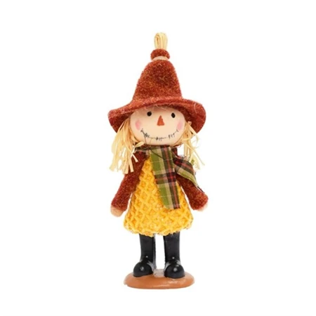 Dekoráció Madárijesztő lány textil 5x20x5 cm sárga, barna