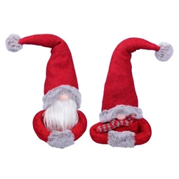 Dekoráció Manó ülő textil 13,5x41 cm piros 2 féle