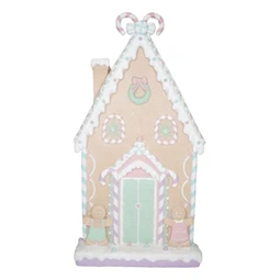 Dekoráció Mézeskalács ház glitteres magnézia 50x15x93 cm pasztell karácsony