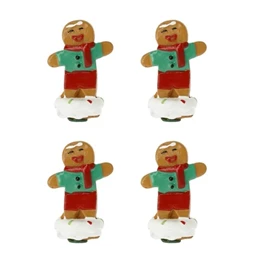 Dekoráció Mézeskalács kisfiú sállal poly 2,7x1,5x4,1 cm zöld, barna 4db/csomag