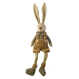 Dekoráció Nyúl fiú lógólábú textil 17x9x52 cm bézs