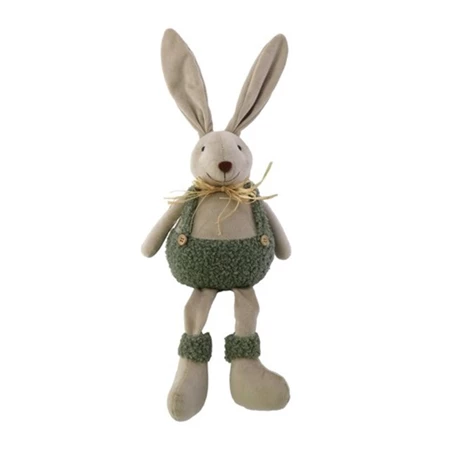 Dekoráció Nyúl fiú lógólábú textil 18x9x48 cm natúr, zöld