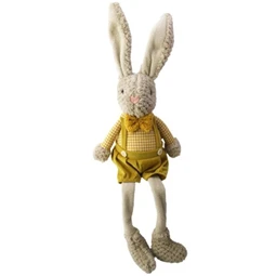 Dekoráció Nyúl fiú lógólábú textil 20x11x56 cm bézs, sárga