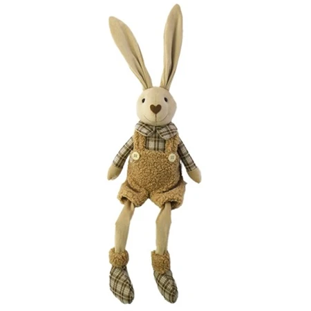 Dekoráció Nyúl fiú lógólábú textil 22x12x66 cm bézs