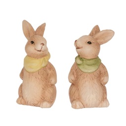 Dekoráció Nyúl kendővel álló kerámia 5,5x5x10cm zöld, sárga, barna 2 féle