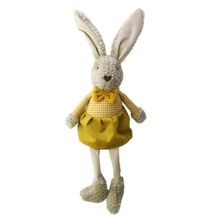 Dekoráció Nyúl lány lógólábú textil 20x11x56 cm bézs, sárga