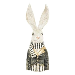 Dekoráció Nyúl torzó, sállal poly 15,5x13,5x41,5 cm arany, fekete