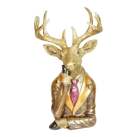 Dekoráció Szarvas torzó poly 31x21x54,5 cm barna, arany