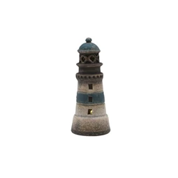 Dekoráció Világítótorony LED-es kerámia 4,3x4,3x13 cm kék, bézs