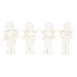 Dekoráció angyal könyvvel, papírusszal álló poly 4,5x4,4x8,8 cm fehér 4 féle 1db, figura nem választható