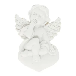 Dekoráció angyal szíven ülő öntapadós poly 5,7x1,5x8 cm fehér