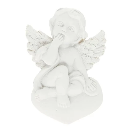 Dekoráció angyal szíven ülő öntapadós poly 5,7x1,5x8 cm fehér