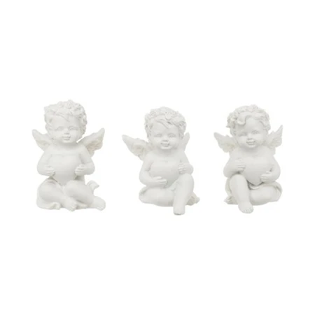 Dekoráció angyal szívvel ülő, poly, 4,5x5,3x6,3cm, fehér, 3 féle 1db, figura nem választható
