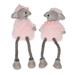 Dekoráció bárány masnival lógólábú kerámia 8,5x7x19cm rózsaszín 2 féle, 1db