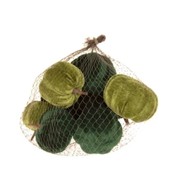 Dekoráció bársony tök, 6x8cm zöld 9db/csomag